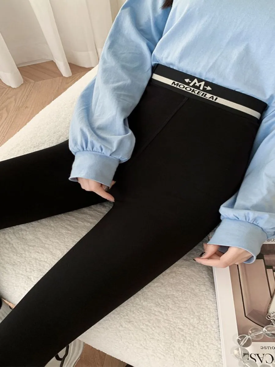 

High Waist Fce Lined Yoga Pants Women's Casual Brued Autumn Winter Sports Leisure Trousers plus Size Nine Point Pants