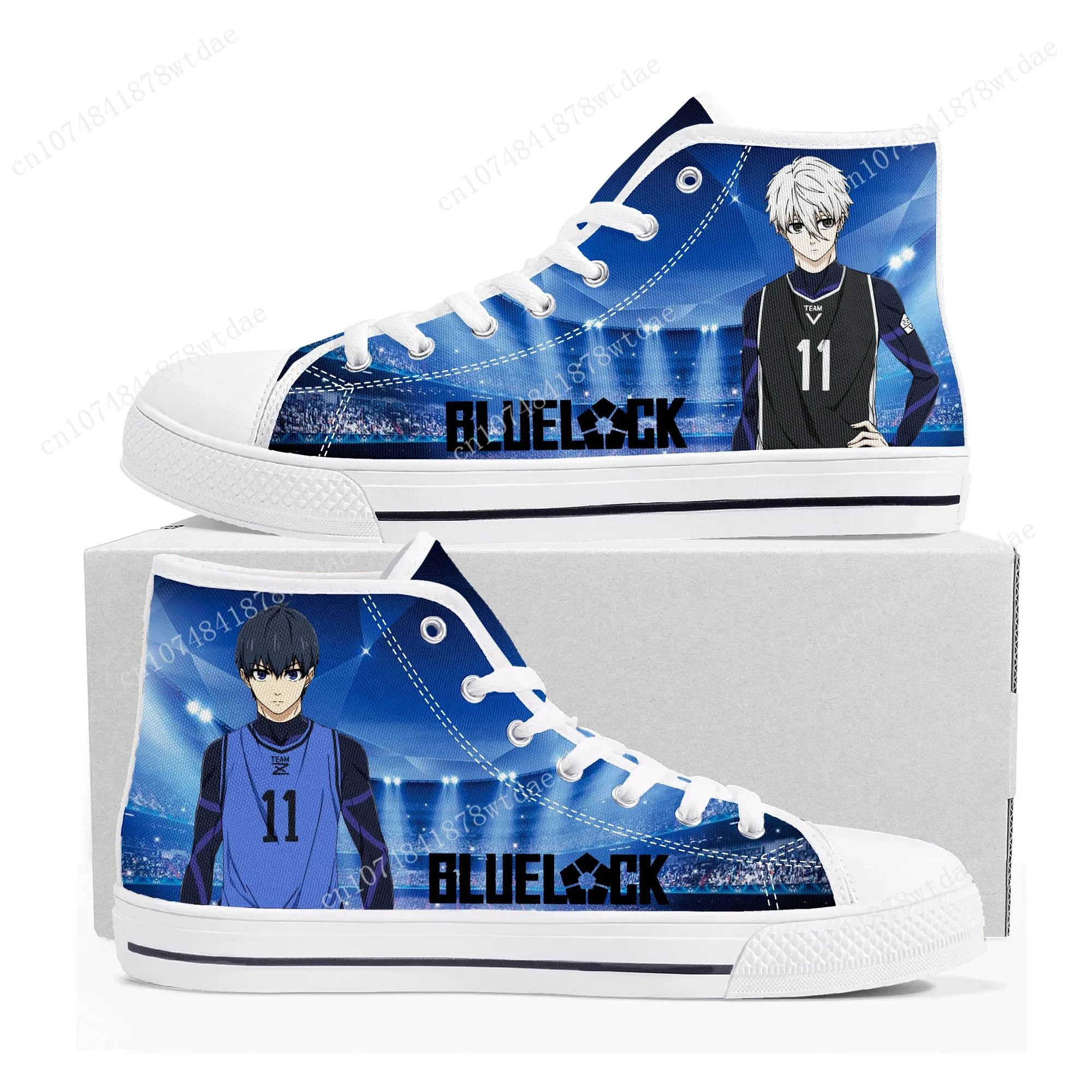 Blue Lock High Top Sneakers Mens Womens Teenager Yoichi Isagi High Quality Canvas Sneaker Comics Manga Couple Customized Shoes