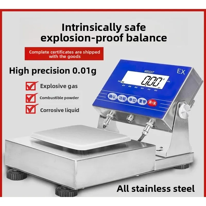ETX Intrinsically Safe Explosion-Proof Bench Scale, 0.01g High Precision Stainless Steel Weighing Scale For Chemical & Paint