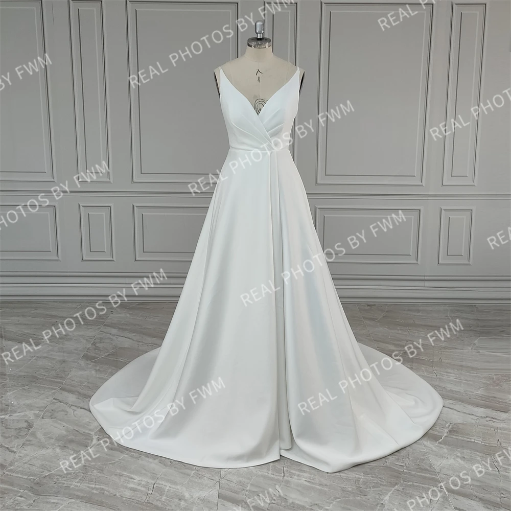 12020 #   Personalizado boho cintas de espaguete alta fenda lateral vestido de casamento baixo volta trem varredura vestido de noiva para mulher novia