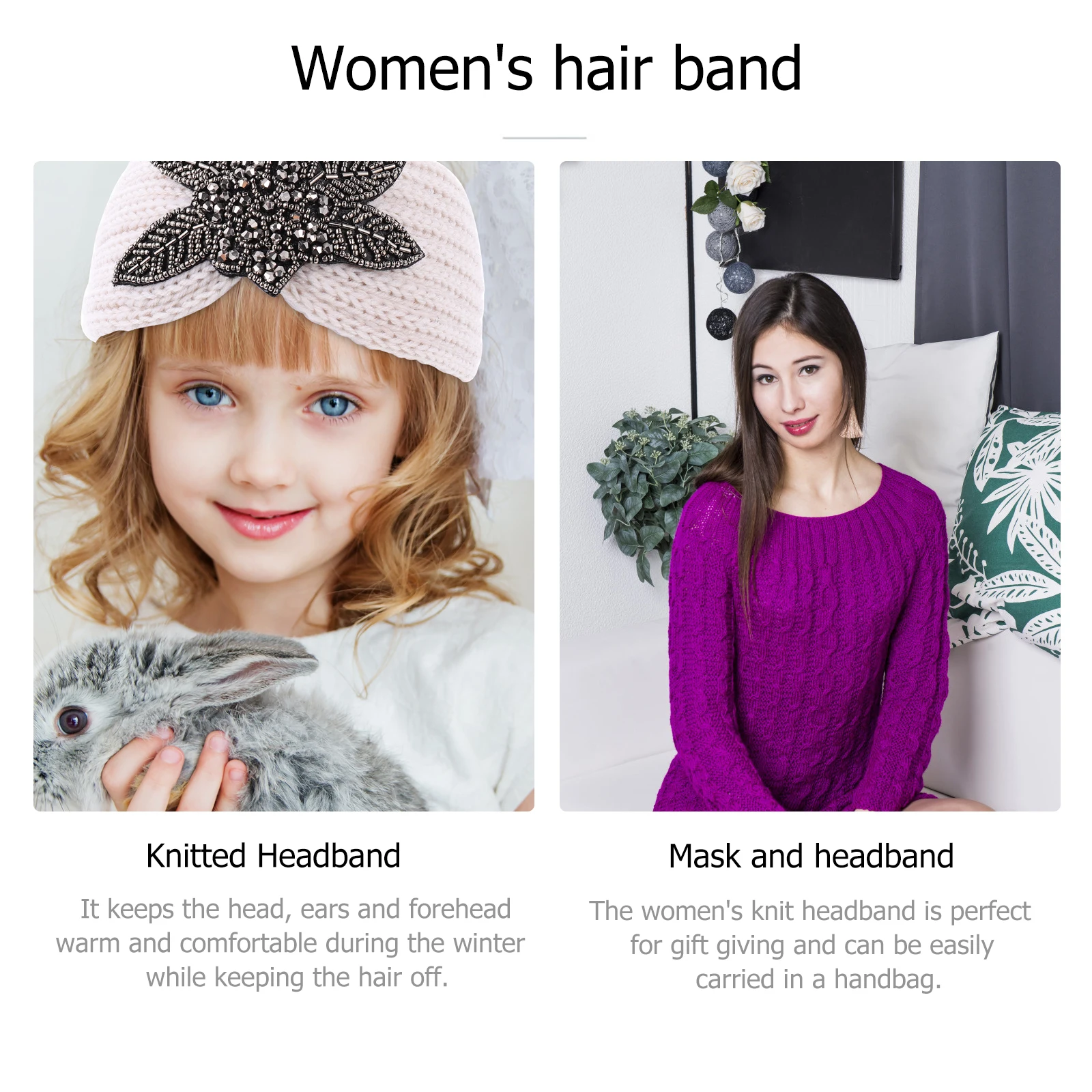 

4pcs Knitted Headbands Women Winter Hairband Diamond-Studded Warm Foldable Hair Accessories Vintage Twisted Headband For Gift