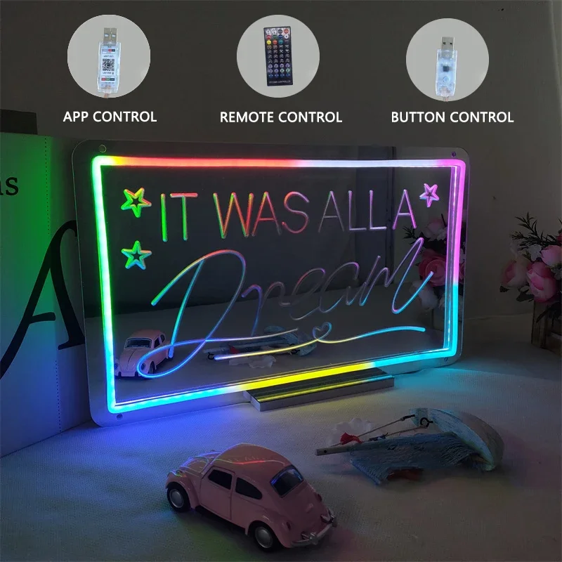 

It Was All A Dream Led Sign Neon Mirror Flicker Colorful Neon Lights for Bedroom Home Decoration Party Neon Lamp Christmas Gift