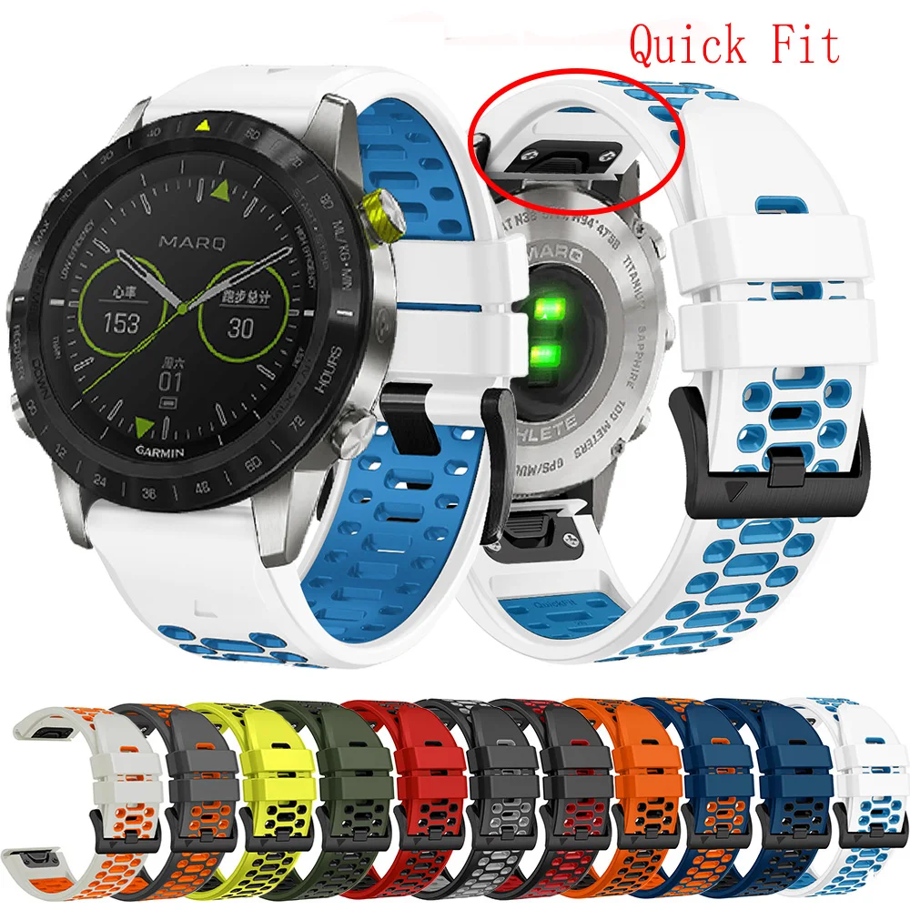 22mm/26mm Silicone Quickfit Strap For Garmin EPIX Gen2/MARQ Adventurer/Athlete/Golfer Gen 2 Fenix 7X 6X 5X Bracelets Wristband