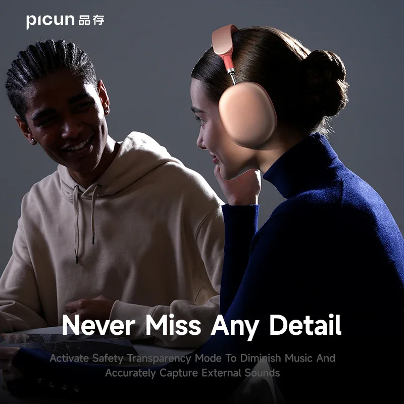 Picun F8 Pro Removable Earmuff Noise Cancelling Headset Over Ear Wireless Bluetooth ANC Headphone