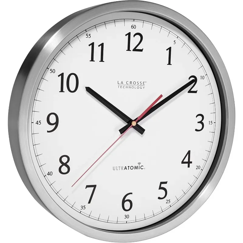 La Crosse Technology 404-1235UA-SS 14 Inch UltrAtomic Analog Stainless Steel Wall Clock