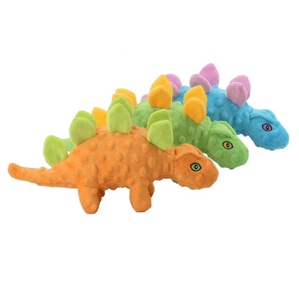 2-In-1ตุ๊กตาสัตว์เลี้ยงตุ๊กตา Stegosaurus Squeaky ของเล่นทำความสะอาดฟันกรามของเล่น Pet อุปกรณ์เสริมสำหรับบรรเทาความวิตกกังวล