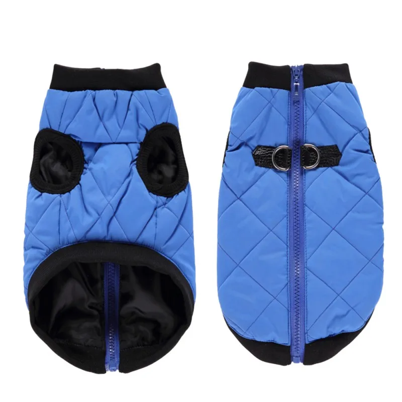 Winter Warm Pet Clothes Dog Jacket Coat With Zipper Warm Dogs Clothes Leisure Jacket Pet Dogs Cat Outdoor Clothing Blue Purple