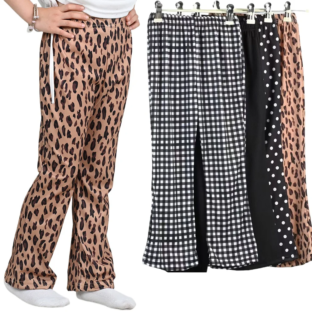 

Spring Summer Girls Legging Thin Fashion Cartoon Tight Bell-Bottoms Ice Silk Cool Girls Flared Pants Casual Kids Pants