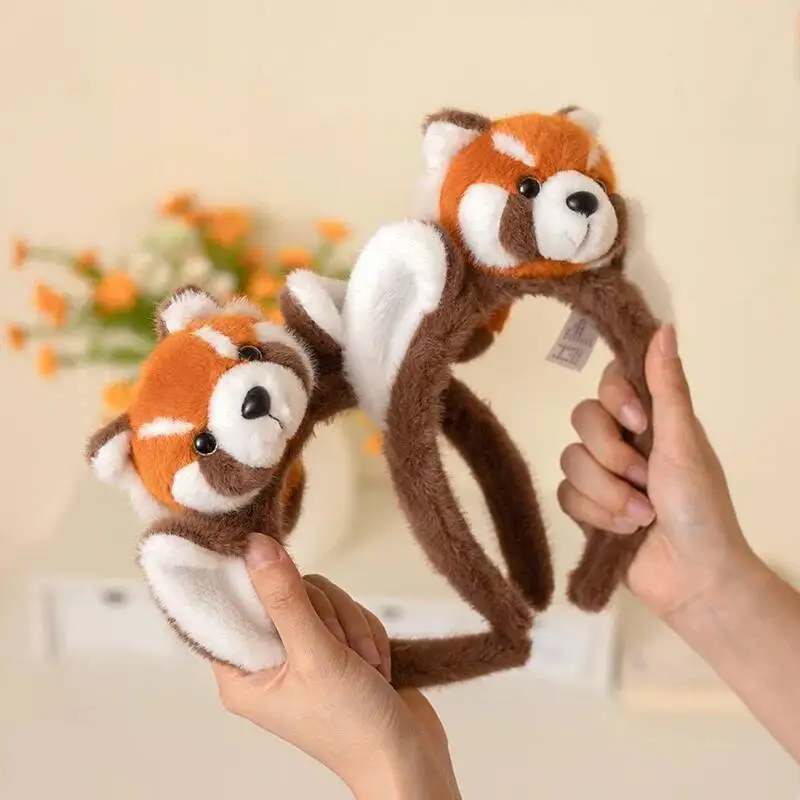 لطيف مضحك الراكون إكسسوارات الشعر النساء الطلاب غسل الوجه هيرباند ليتل الأحمر الباندا آذان رباطات أفخم الكرتون قطرة الشعر