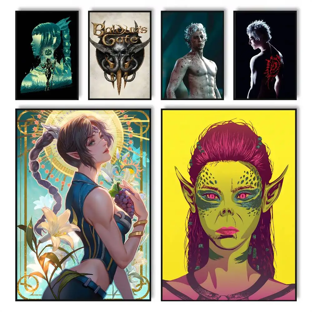 Póster de juegos populares Baldurs Gate 3, carteles HD autoadhesivos impermeables, ideales para decoración de sala de estar, dormitorio y bar