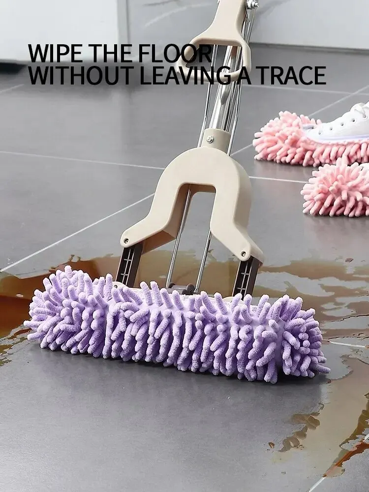 1 Pair Of Chenille Mop Slippers Dust Removal Foot Socks Mop Cap Multifunctional Floor Cleaning Lazy Shoe Cover Dust Collector