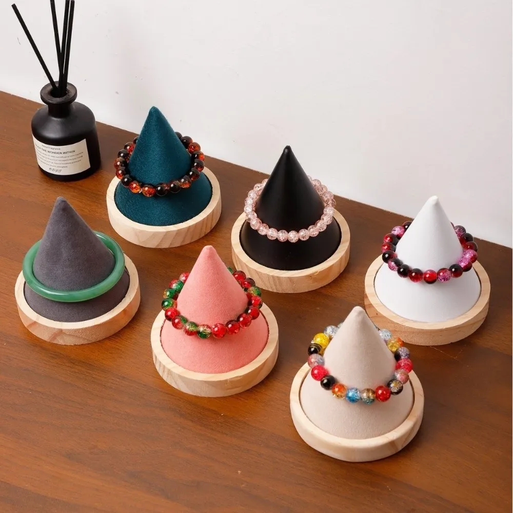Jewellery Props Wooden Jewelry Storage Stand Cone Shape Modern Jewelry Organizer Creative Simple Watch Display Rack Ring