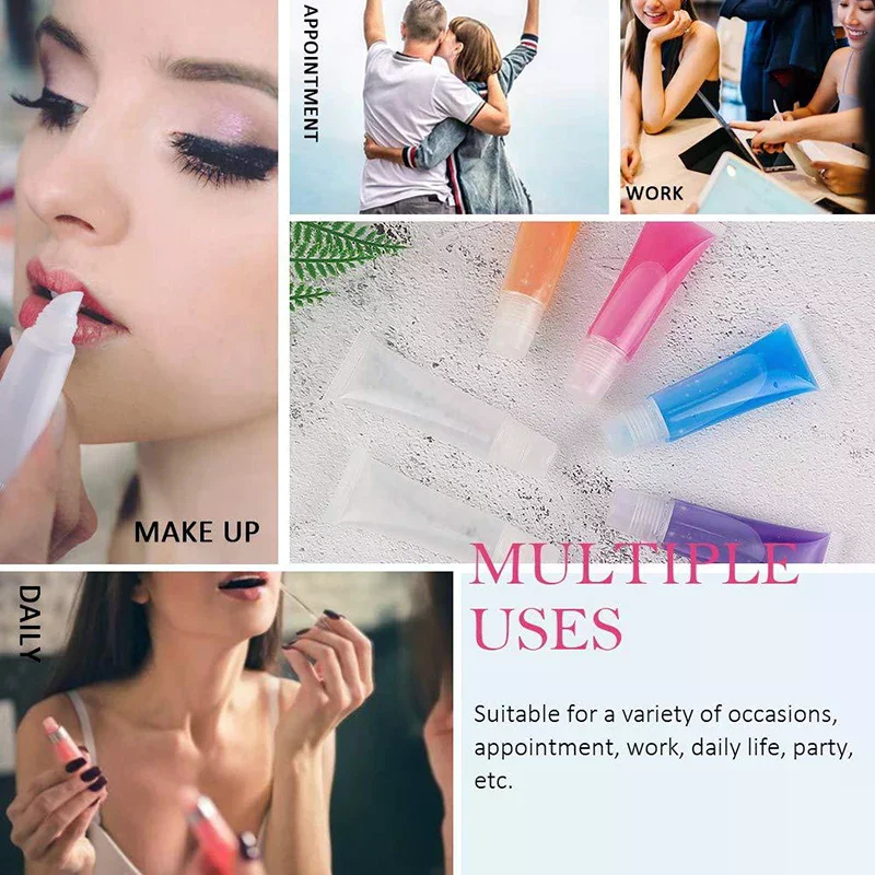 10 Pcs 8ml /10cm/15ml Empty Lipstick Tube Lip Balm Soft Tube Makeup Squeeze Clear Lip Gloss Container Empty Lip Gloss Tubes