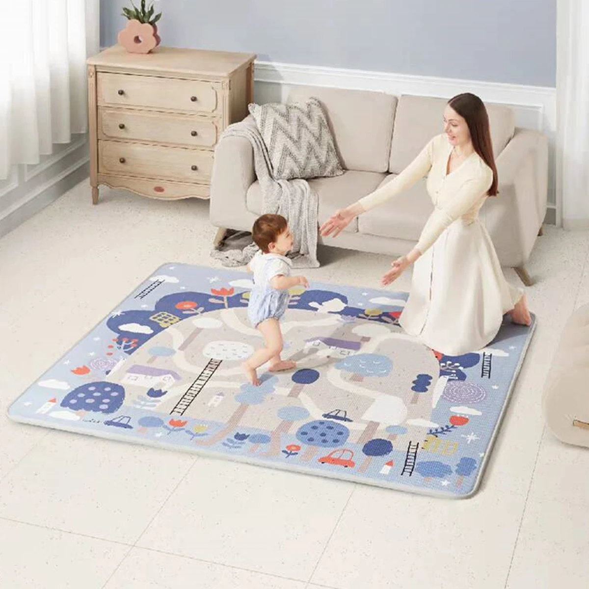 

2024 New 200*180cm Play Mat for Children's Safety Mat Thicken 1/0.5cm Environmentally Friendly Baby Crawling Folding Carpet Rug