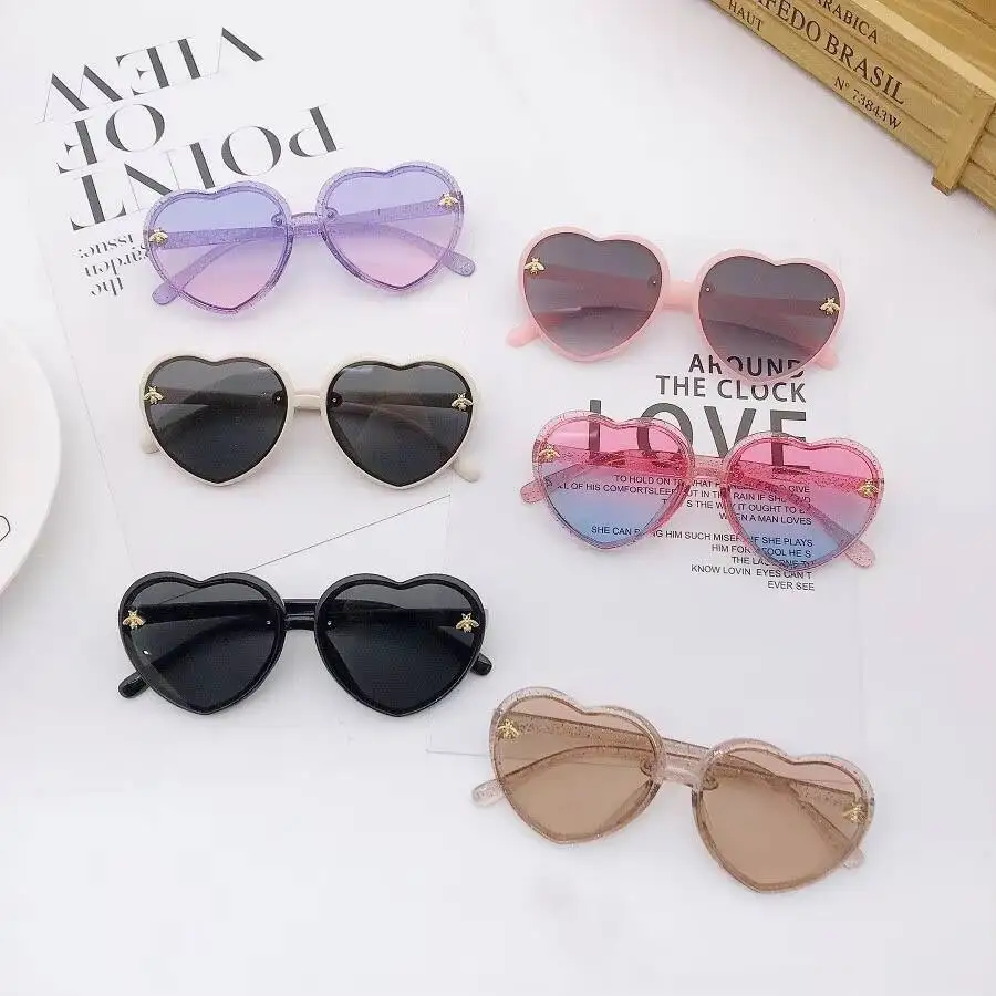 2026 Fashionable And Unique Children's Heart Boys Girls Cute Cartoon Sunglasses Gradient Color