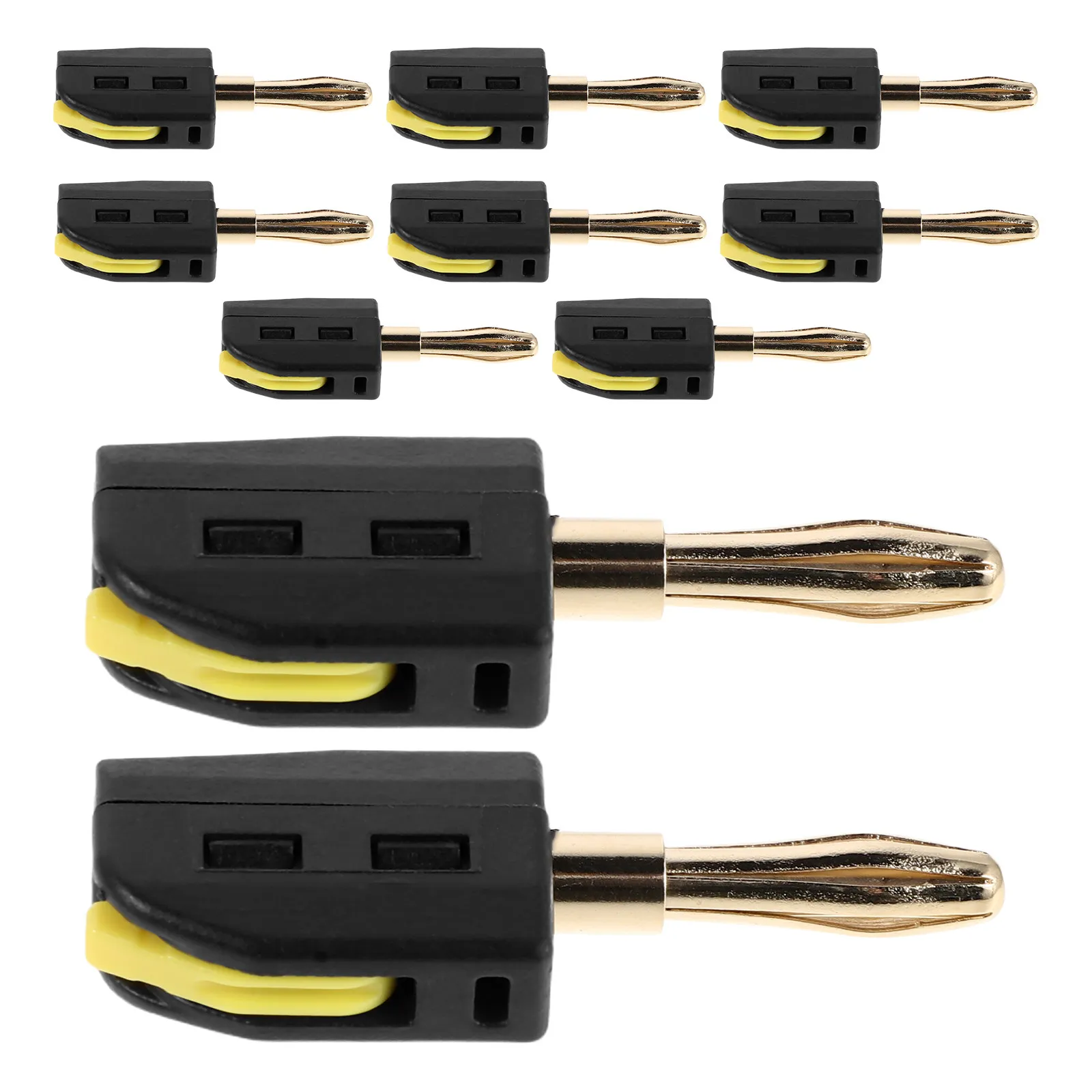 10Pcs 4Mm Push Type Banana Plug Set Heavy Duty Stackable Gold Plated Speaker Terminal Connector for Subwoofer Sound System DIY