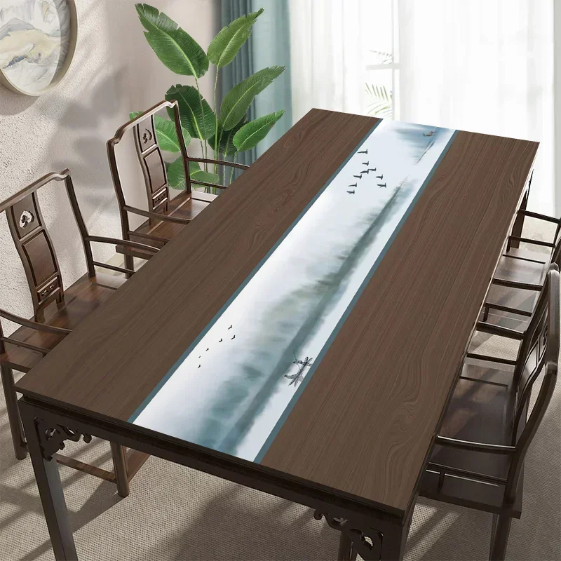 

Leather table mat, imitation wood grain tablecloth, waterproof, oil resistant, washable, and scald resistant silicone coffee