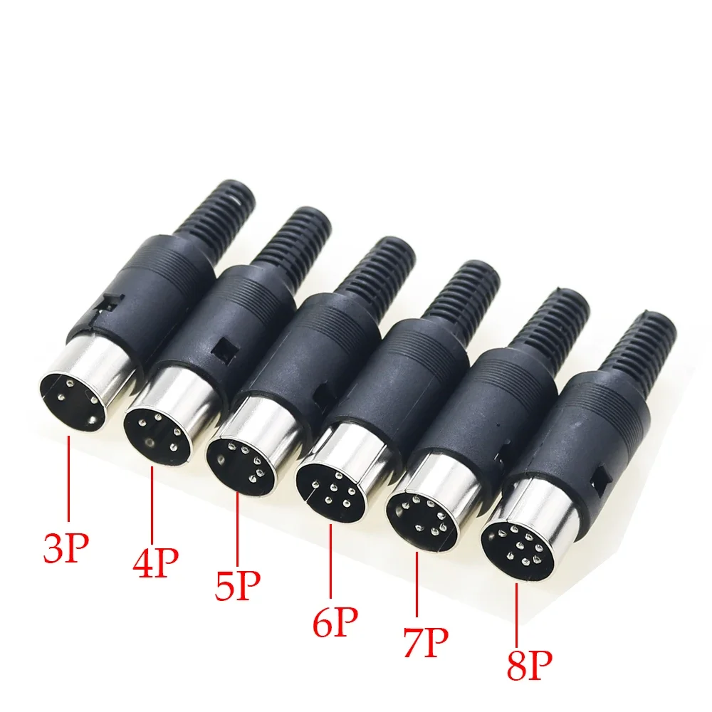 5 قطعة 3P 4P 5P 6P 7P 8Pin DIN ذكر/أنثى التوصيل جاك مع مقبض بلاستيكي لوحة المفاتيح كابلات الموصلات محول PS2