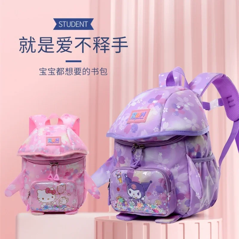 

Sanrio Kulomi's new little mushroom style is cute, cartoon Hello Kitty backpack, waterproof schoolbag.