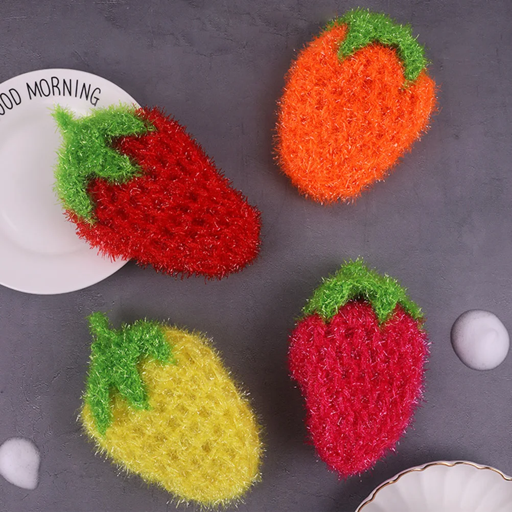 

4pcs Strawberry Dish Towel Thicken Dish Towels Kitchen Polyester Dish Towels Pot Bowl Cleaning Cloth