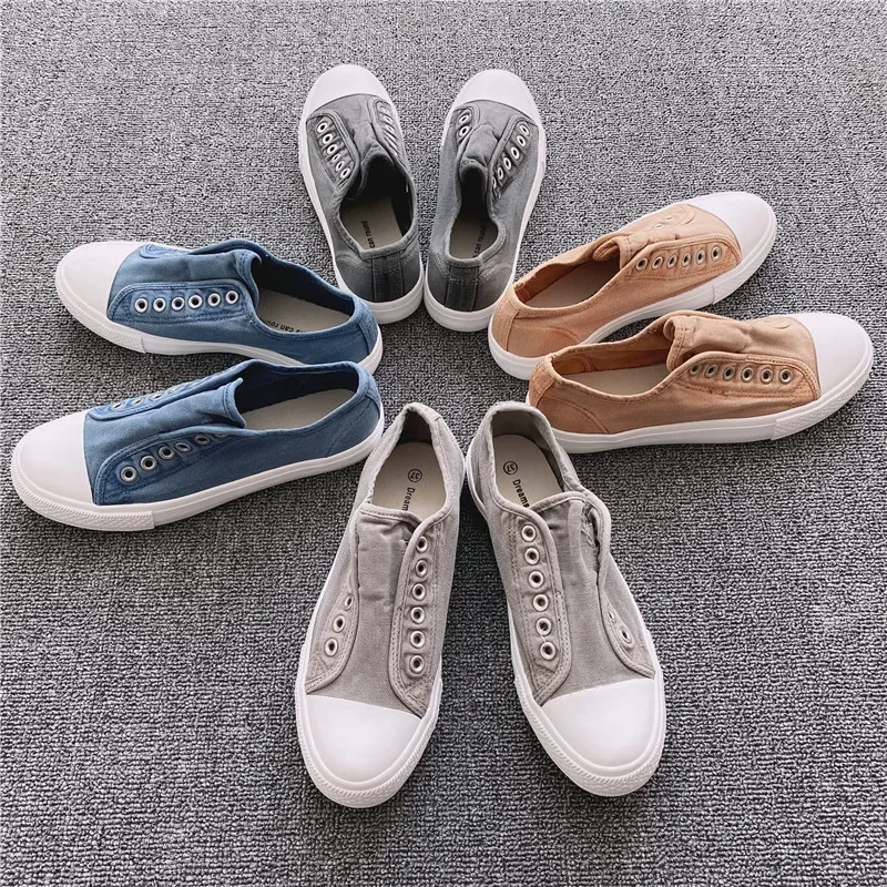 XIHAHA New Fashion Lazy Men Women Loafers Canvas Shoe Old Soft Comfortable Shoes Old Classic Low Cut Couple Woman Sneaker