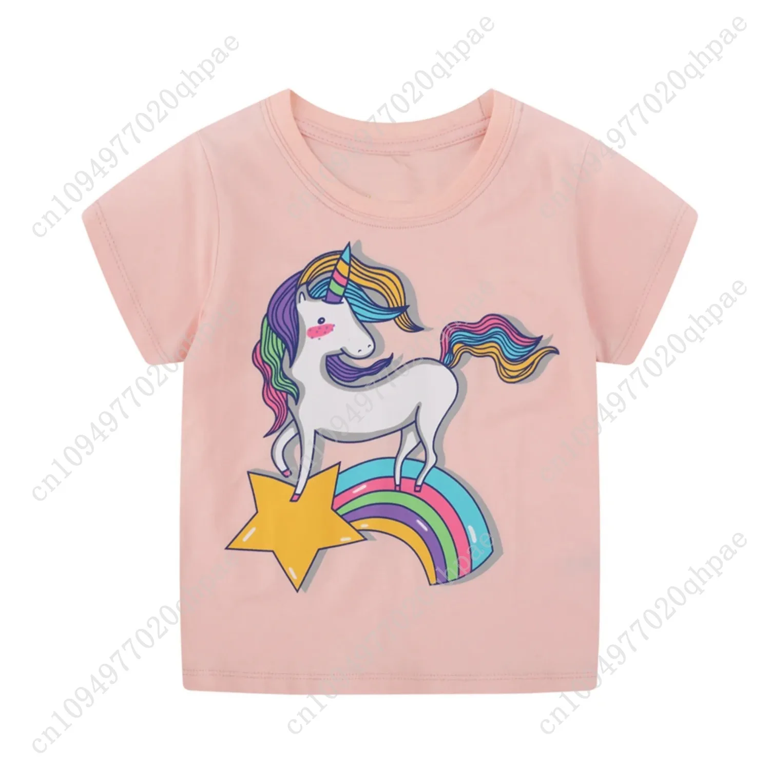 Little maven Baby Girls New Fashion Tops Children Lovely Unicorn T-shirt Cotton Soft and Comfort for Kids 2-7 year