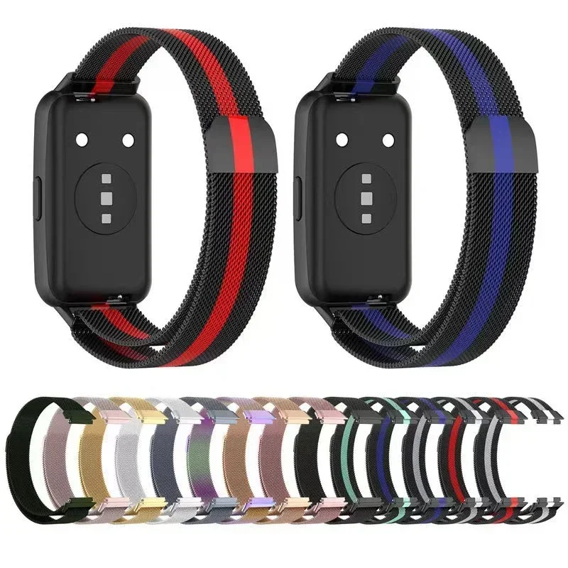 Миланский магнитный металлический ремешок для Huawei Band 7, браслет из нержавеющей стали, ремень для Huawei Band 7, сменный Correa