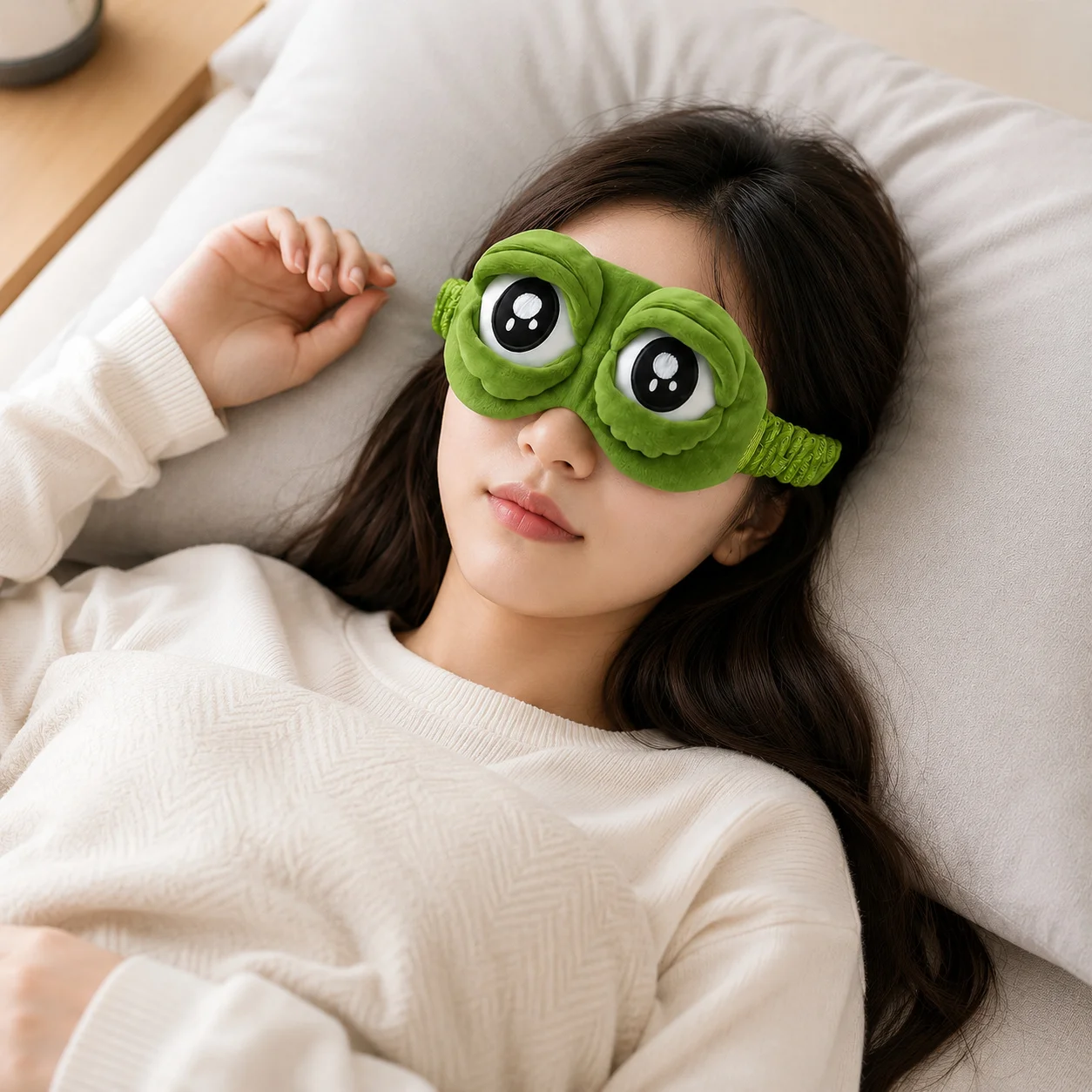 Sleep Eye Mask 3D Cute Frog Funny Plush Light Blocking Soft Breathable Eye Cover for Travel Nap Home Office Women Men