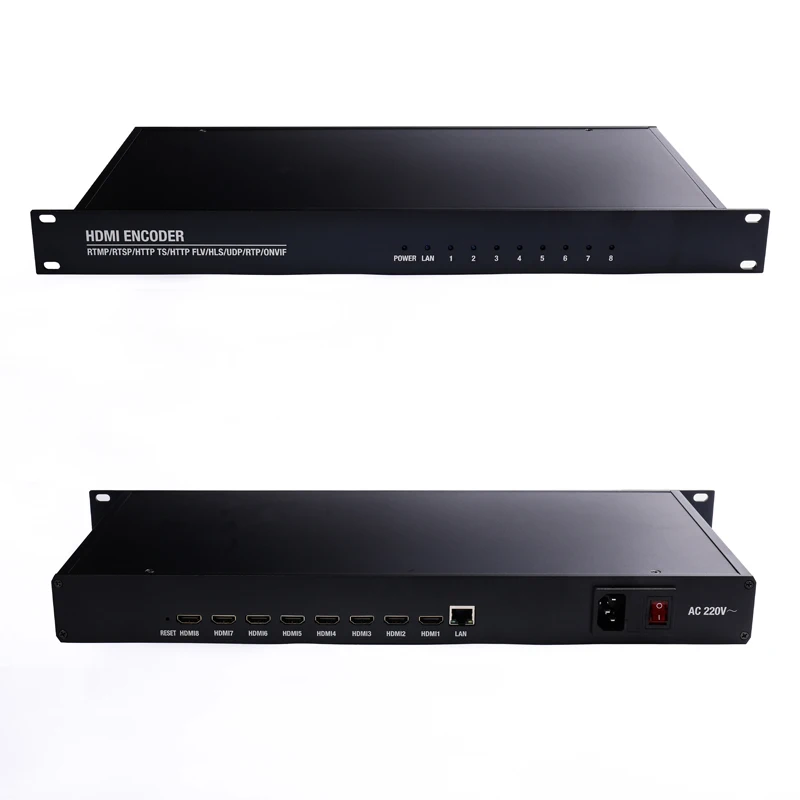 Low Cost 1U 8-Channel Full HD 1080P H265 HEVC Video Over Internet Live Capture Encoder Multi-Protocol Support Metal Construction
