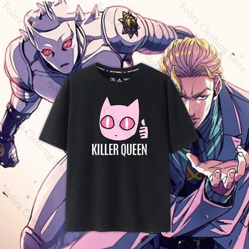 JOJO Part 4 Killer Queen Kawaii Print T-shirt Summer Tops Short Sleeve Tee Daily Clothing for Men Women Men's T-shirt Summer Tee