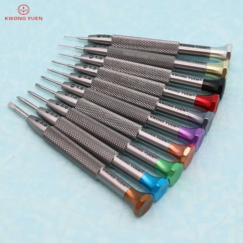 KWONG YUEN Non-Slip Slotted Screwdriver Set Watch Repair Tool Flat Screwdrivers