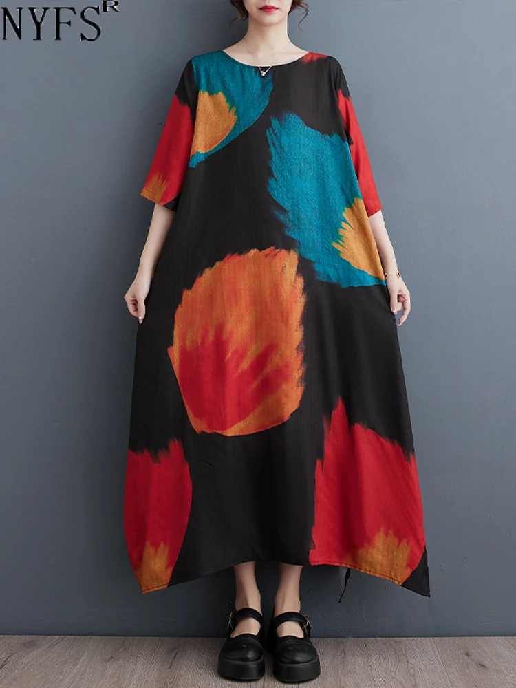 

Женское длинное платье с принтом NYFS, свободное платье в Корейском стиле, весна-лето 2024