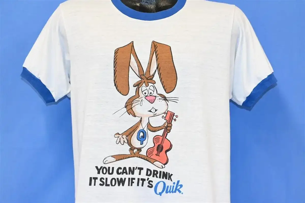 Camiseta de los años 70 You Can't Drink Slow If It's Quik Nesquik Bunny Rabbit, talla grande