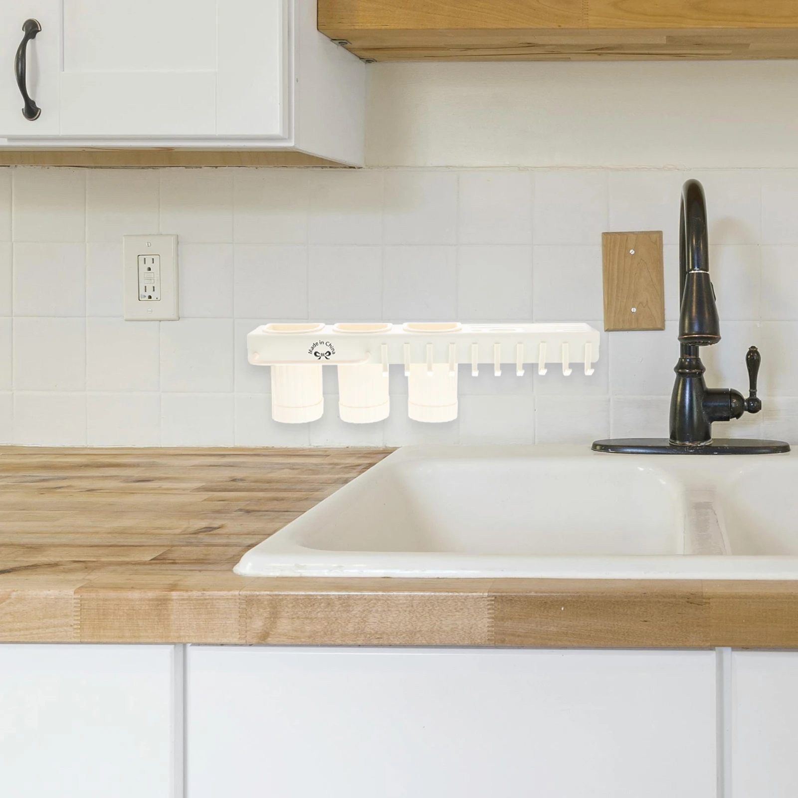 Multifunctional Wall Mounted Kitchen Organizer No Drill Storage Shelf Knife Pantry Spice Utensils Hanging Mount