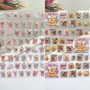 Pvc Super Mini Pink Rilakkuma Luggage Tags Stickers Nail Art Waterproof Cute Decorate Makeup Box Stationery Box Laptop Stickers