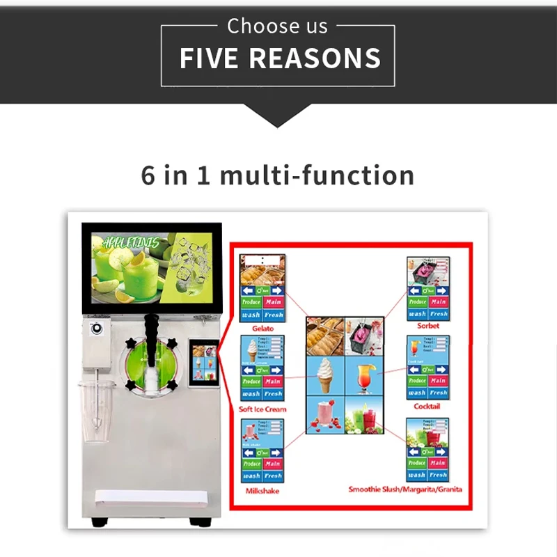 상업용 과일 주스 아이스크림 기계 초콜릿 아이스크림 기계 다기능 스노우 머드 기계