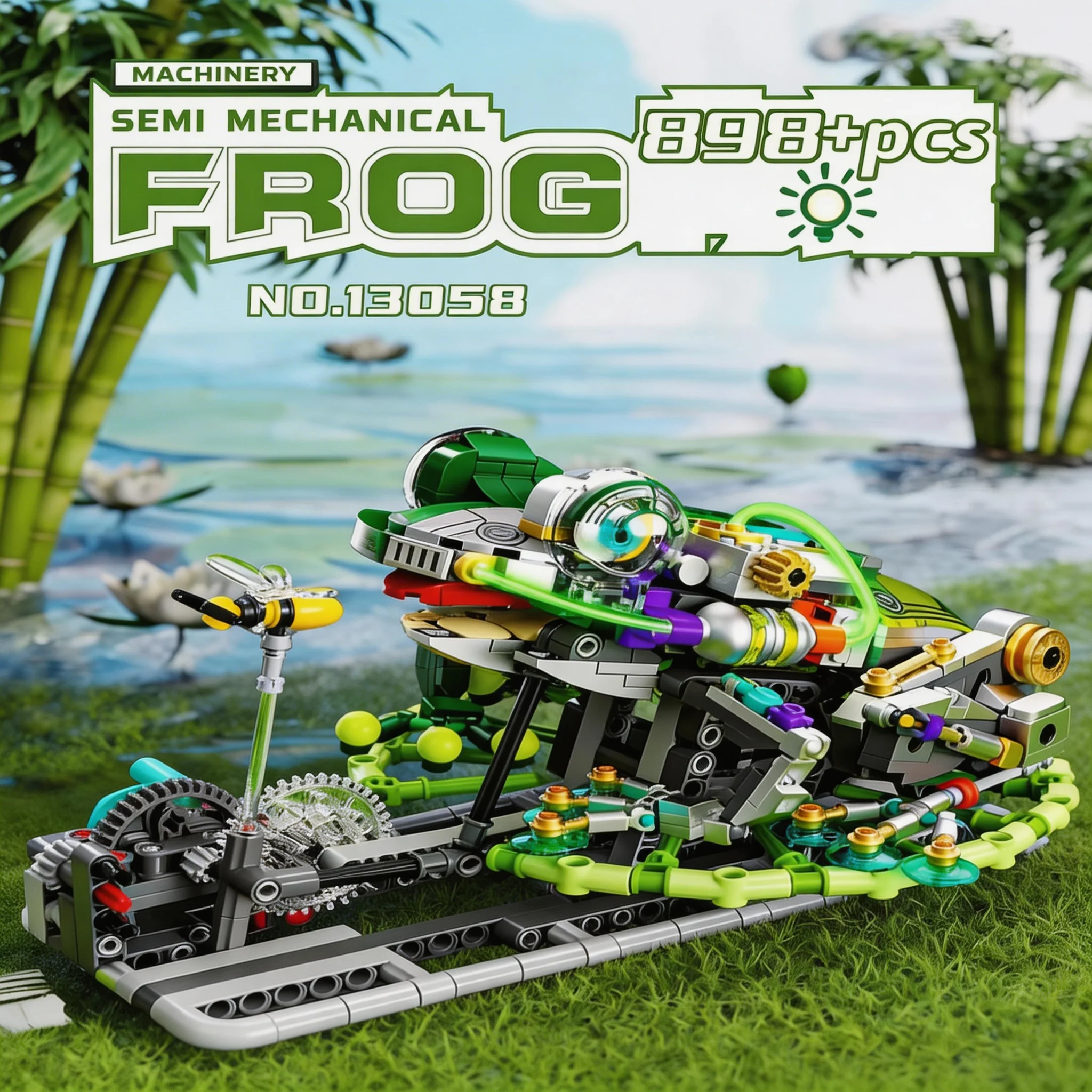 

898 деталей, полумеханический конструктор-лягушка, модель животного в техническом стиле, коллекционная игрушка для детей и взрослых, подарок на Рождество и день рождения