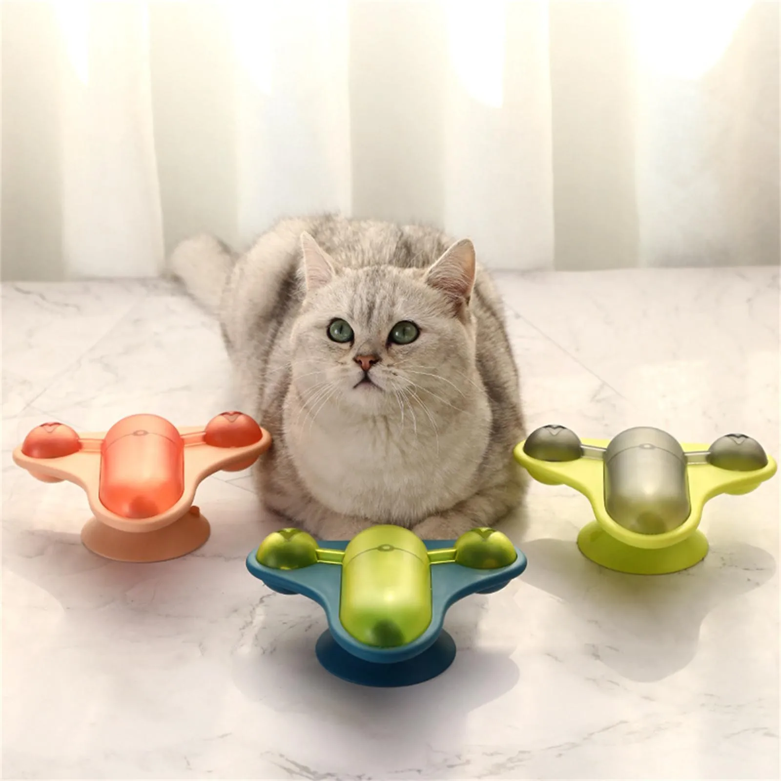 Funny Leaking Food Feeding Toy For Cat Snack Toys Food Dispenser Rotary Airplane With Catnip Ball Interactive Training Toys 2024