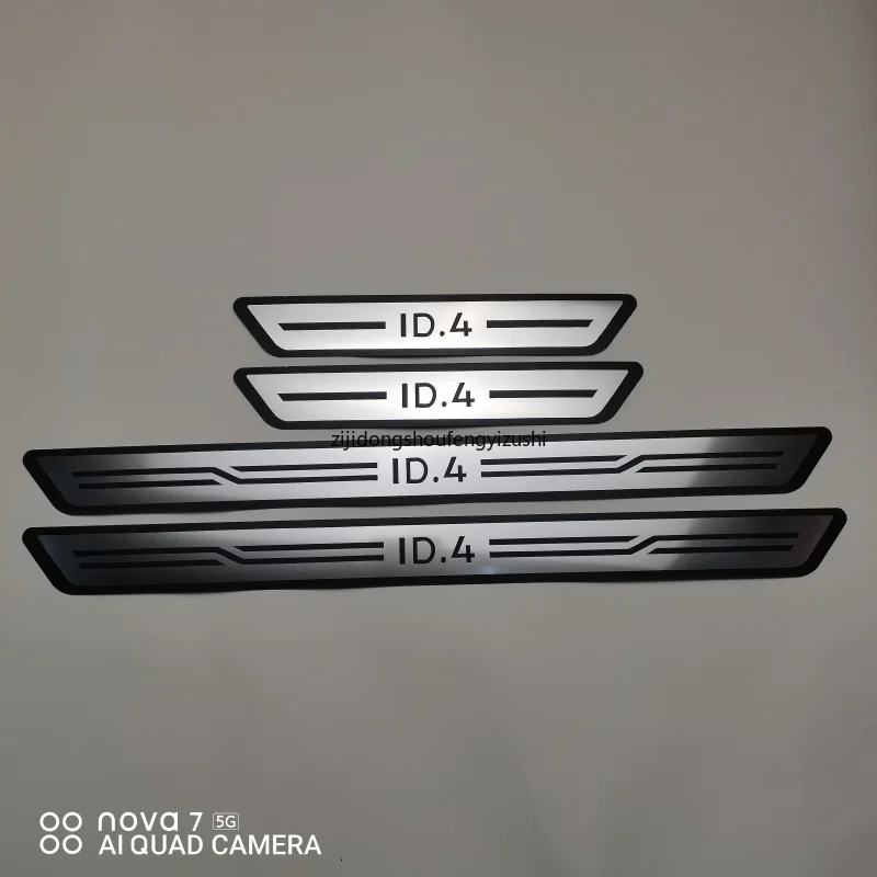 ل VW Volkswagen ID.4 الفولاذ المقاوم للصدأ عتبة الباب لوحة بالية ترحيب دواسة اكسسوارات السيارات #3