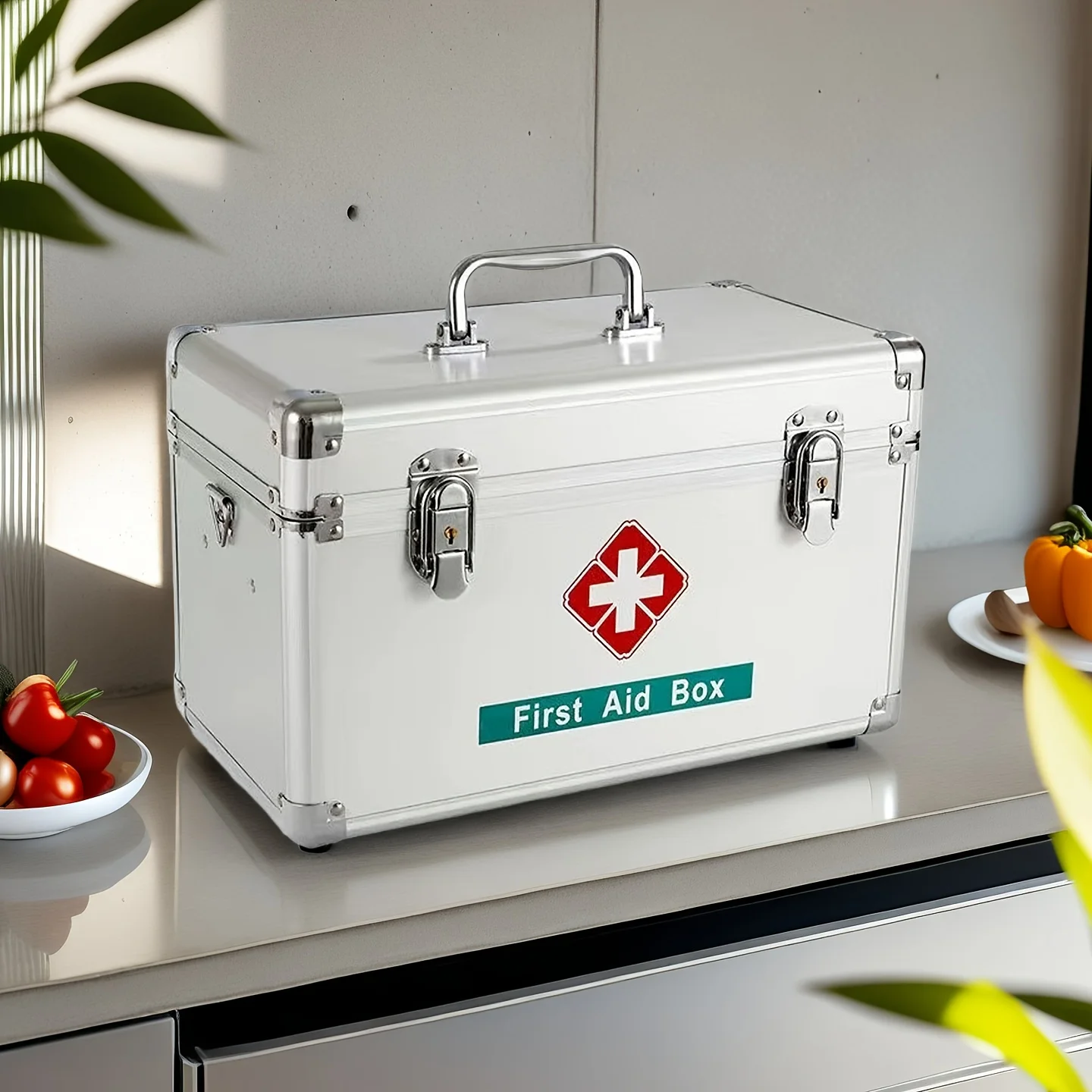 10/12/14/16inches Portable Medicine Suitcase First Aid Box with Shoulder Strap Medical Box Aluminum Alloy Family Storage Box