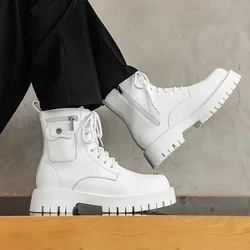 2024 Trend Men Boots Sneakers Outdoor Fashion High Top Wholesale Punk Shoes for Men Casual Leather Street Style Ankle Boots Men