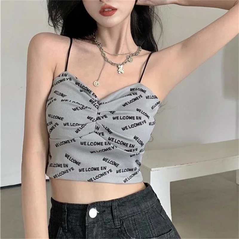 

Women's Fashion Summer Port Wind Small Halter Vest Female Summer Outside To Wear A Slim-fit Bottom Shirt Short Top