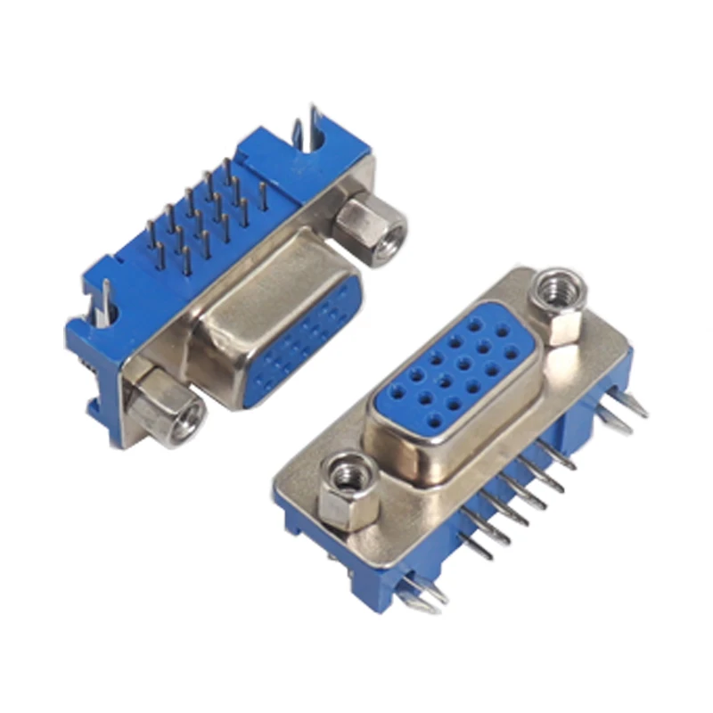 【30-5PCS】DB15 DR15 3 filas puerto paralelo 15 Pin D Sub hembra macho 15 vías PCB conector de 90 grados DB15 enchufe adaptador VGA