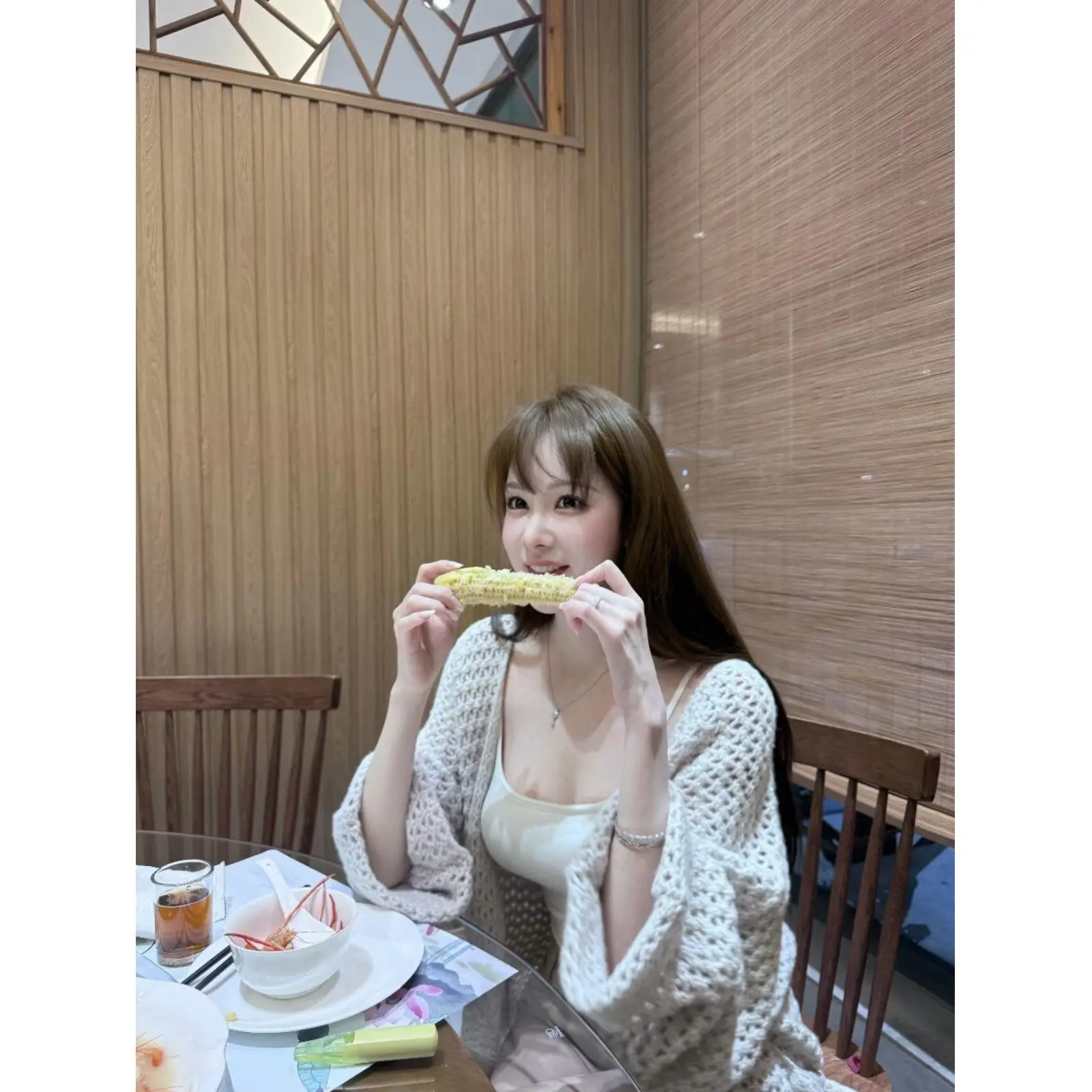 Kimutomo Korean Hollow Out Knitted Cardigan Women Long Sleeve Loose Waist Cinching Spring Autumn Sun Protection Cover Up Top