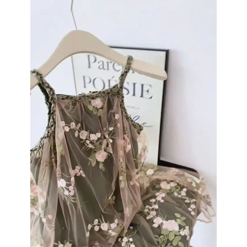 Plus Size Rose Bloemen Afslanken Dr Casual Dames Faion Design Zomer Midi Rok A-lijn Sve Ins Sle Mid Lange Dr