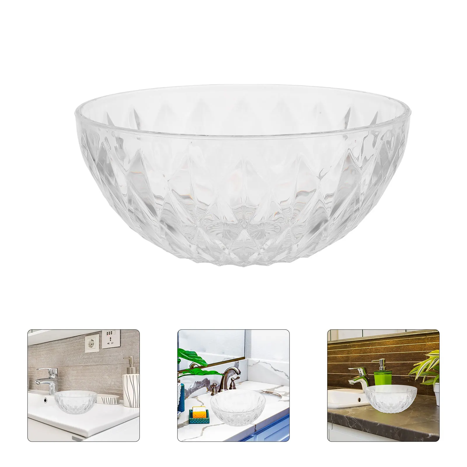 

Clear Round Plastic Wash Basin Heavy Duty Face Washing Bowl for Salon Home Use Transparent Basin for Makeup Cleaning and