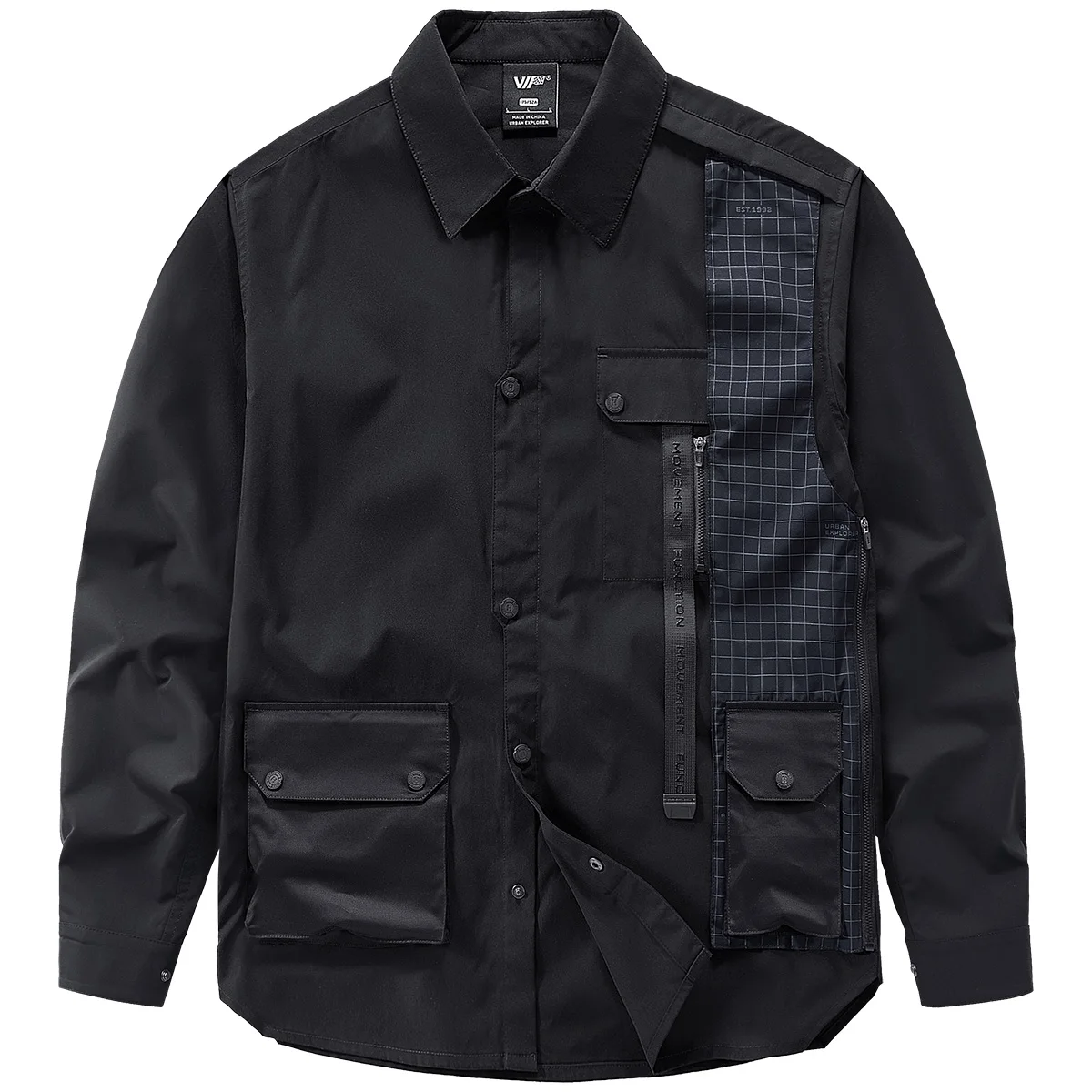 

Мужская повседневная рубашка VIP с длинным рукавом, осенне-весенняя, в клетку, с пэчворком, модный молодежный топ свободного кроя, в полоску