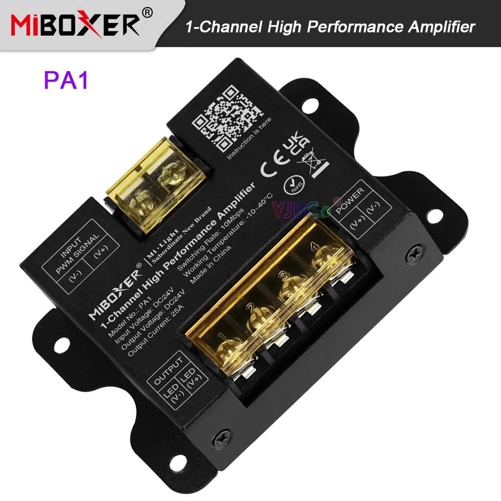 

Miboxer LED 1 Channel High Performance Amplifier 24V 25A PA1 output the signal of main controller completely & synchronously