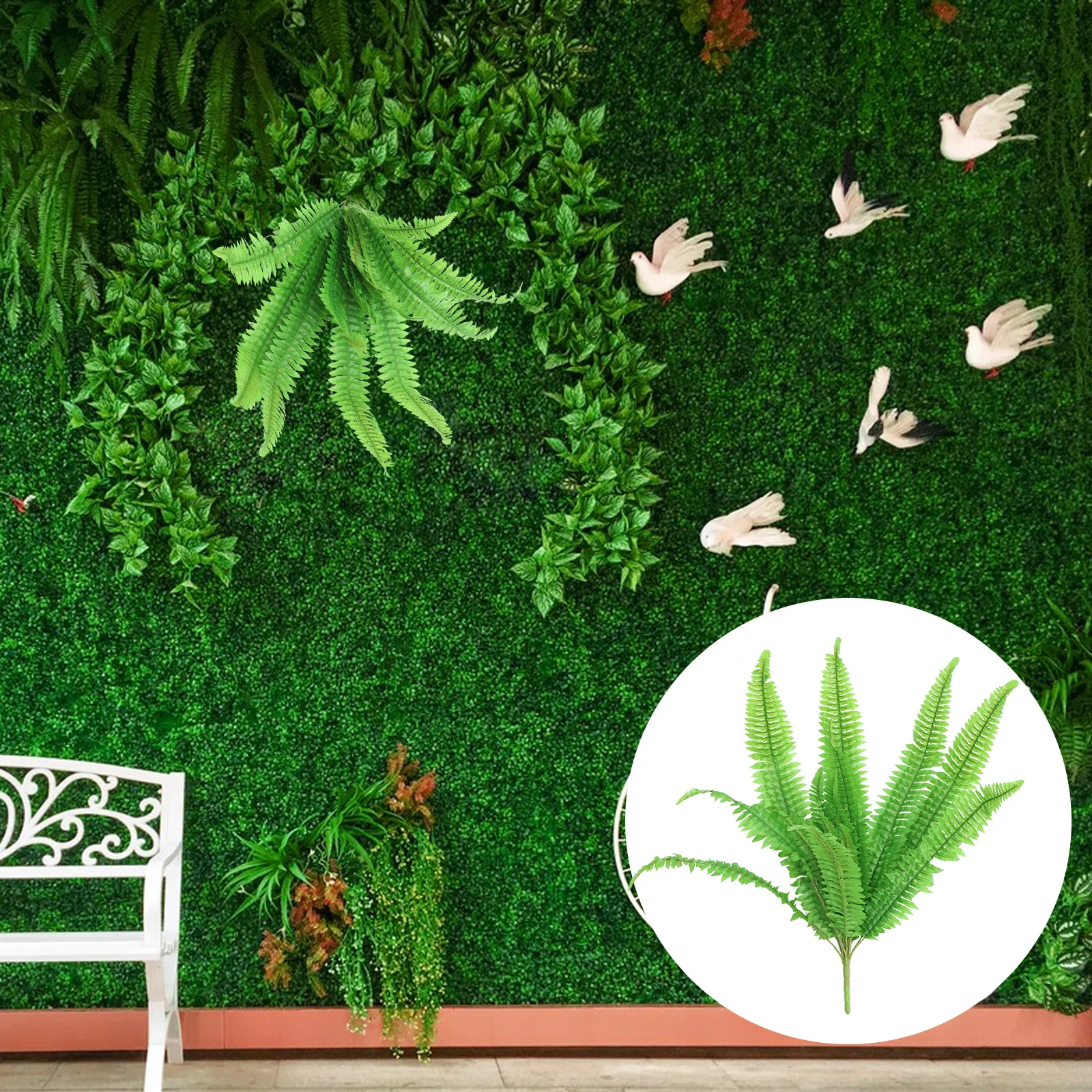 

Decorative Hanging Wall Plant Large Leaf Fernwort Fake Greenery Indoor Artificial For Home Wedding Party Decor Wall Plants