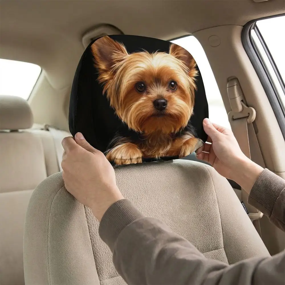 2Pcs Elastic Car Headrest Covers Funny Dust-proof Automobile Pillowcase Full Anti Slip Thin Breathable Auto Headrest Sleeve view 2